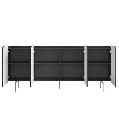 Komoda Malmi 200 cm - czarny mat / złote nóżki